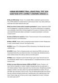 HUMAN MOVEMENT FINAL USAHS PRACTICE EXAMINATION 2026 QUESTIONS WITH ANSWERS GRADED A&plus;