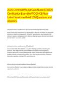 2026 Certified Wound Care Nurse &lpar;CWCN Certification Exam&rpar; by WOCNCB New Latest Version with All 165 Questions and Answers&period;