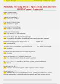 Pediatric Nursing Exam 1 Questions and Answers  &lpar;100&percnt; Correct Answers&rpar; 
