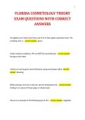 FLORIDA COSMETOLOGY THEORY EXAM QUESTIONS WITH CORRECT ANSWERS