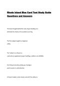 Rhode Island Blue Card Test Study Guide Questions and Answers