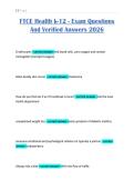 FTCE Health k-12 - Exam Questions And Verified Answers 2026