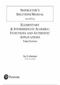 Instructor's Solutions Manual for Elementary & Intermediate Algebra&colon; Functions and Authentic Applications 3rd Edition by Jay Lehmann&comma; Chapter 1-15 &vert; All Chapters