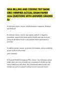 NHA BILLING AND CODING TEST BANK CBCS VERIFIED ACTUAL EXAM PAPER 2026 QUESTIONS WITH ANSWERS GRADED A&plus;