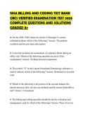NHA BILLING AND CODING TEST BANK CBCS VERIFIED EXAMINATION TEST 2026 COMPLETE QUESTIONS AND SOLUTIONS GRADED A&plus;