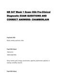 NR 547 Week 1 Exam CEA Pre-Clinical Diagnostic EXAM QUESTIONS AND CORRECT ANSWERS- CHAMBERLAIN