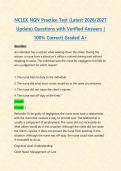 NCLEX NGN Practice Test &lpar;Latest 2026&sol;2027 Update&rpar; Questions with Verified Answers &vert; 100&percnt; Correct&vert; Graded A&plus;