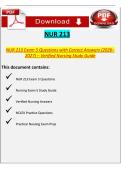 NUR 213 Exam 5 Questions & Answers 2026&ndash;2027 &vert; Verified Nursing Study Guide