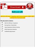 NUR 213 URI Exam 1 Questions & Answers 2026&ndash;2027 &vert; Verified Nursing Study Guide