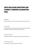 CMTO MCQ EXAM QUESTIONS AND CORRECT ANSWERS&vert; GUARANTEED PASS