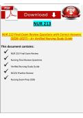 NUR 213 Final Exam Review Questions & Answers 2026&ndash;2027 &vert; A&plus; Verified Nursing Study Guide