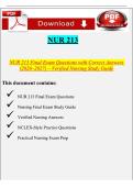 NUR 213 Final Exam Questions & Answers 2026&ndash;2027 &vert; Verified Nursing Study Guide