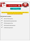 NUR 213 PTSD Exam Questions & Answers 2026&ndash;2027 &vert; Mental Health Nursing Study Guide