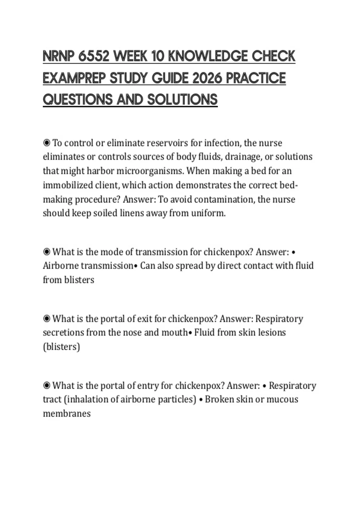 NRNP 6552 WEEK 10 KNOWLEDGE CHECK EXAMPREP STUDY GUIDE 2026 PRACTICE ...