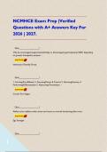 NCMHCE Exam Prep &vert;Verified Questions with A&plus; Answers Key For 2026 &vert; 2027&period;     