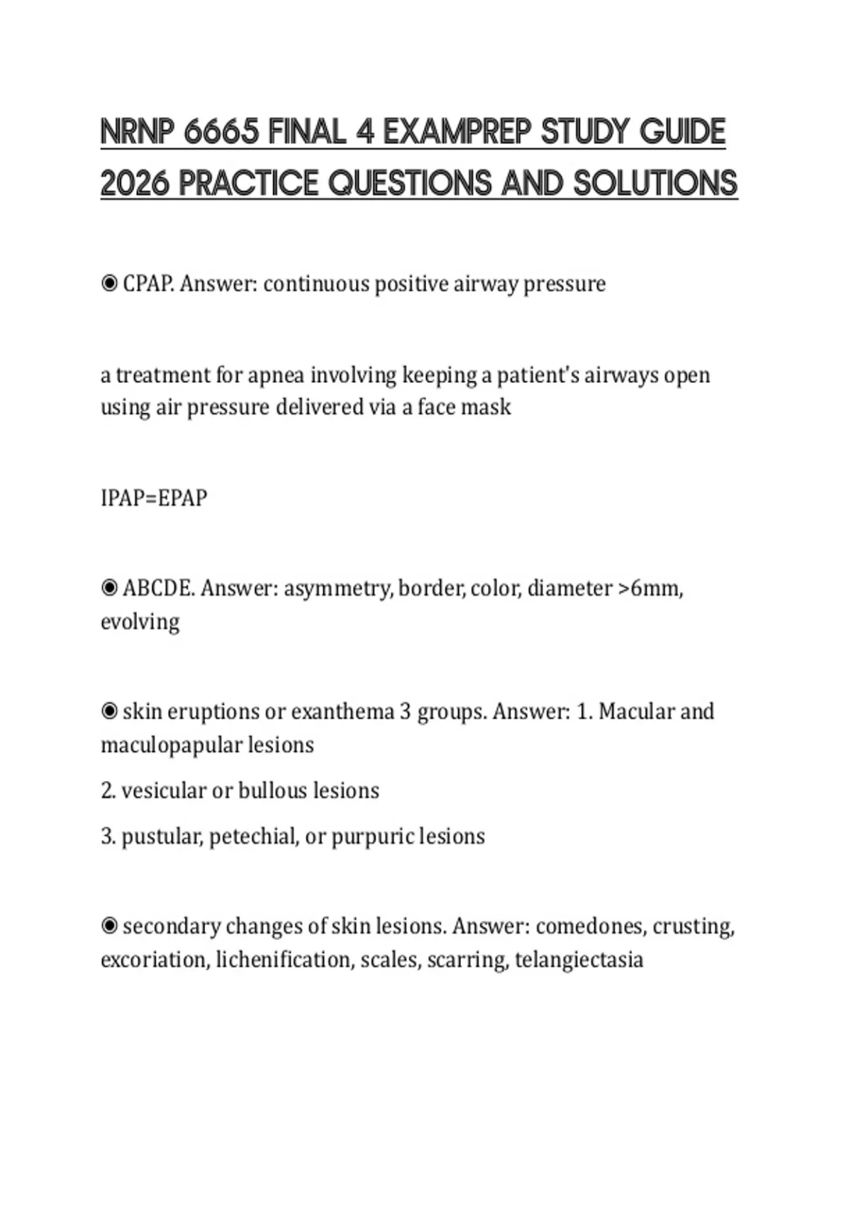 NRNP 6665 FINAL 4 EXAMPREP STUDY GUIDE 2026 PRACTICE QUESTIONS AND ...