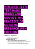 2026&sol;2027 Complete Elite Test Bank&colon; Burns and Grove&rsquo;s The Practice of Nursing Research &lpar;9th Edition&rpar; - Q&A with Deep Rationales 