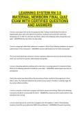 Learning System RN 3&period;0 &ndash; Maternal Newborn Final Quiz &ndash; Exam with Certified Questions and Answers &ndash; Lecture Summary