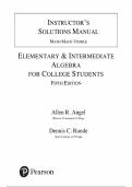 Instructor's Solutions Manual for Elementary and Intermediate Algebra for College Students 5th Edition by Allen Angel&comma; Dennis Runde&comma; Chapter 1-15 &vert; All Chapters