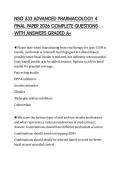 NSG 533 ADVANCED PHARMACOLOGY 4 FINAL PAPER 2026 COMPLETE QUESTIONS WITH ANSWERS GRADED A&plus;