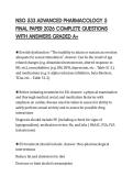 NSG 533 ADVANCED PHARMACOLOGY 5 FINAL PAPER 2026 COMPLETE QUESTIONS WITH ANSWERS GRADED A&plus;