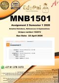 MNB1501 Assignment 2 &lpar;COMPLETE ANSWERS&rpar; Semester 1 2026 - DUE  April 2026