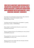 WGU D312 ANATOMY AND PHYSIOLOGY  OBJECTIVE ASSESSMENT ACTUAL FINAL EXAM 2025&sol;2026 &vert; COMPLETE QUESTIONS AND ANSWERS WITH RATIONALES &vert; 100&percnt; VERIFIED <RECENT  VERSION >