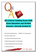 ATI CRITICAL THINKING  EXAM COMPLETE PACKAGE DEAL