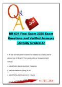 NR 601 Final Exam &lpar;2026&rpar; &ndash; 100 Q&A &vert; Primary Care&comma; Diabetes&comma; Geriatrics & Pharmacology &vert; Chamberlain University