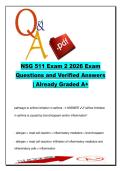 NSG 511 Exam 2 &lpar;2026&rpar; &ndash; 400&plus; Q&A &vert; Asthma&comma; COPD&comma; Pharmacology & Pain Management