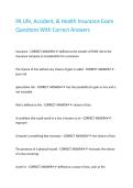 PA Life&comma; Accident&comma; & Health Insurance Exam Questions With Correct Answers