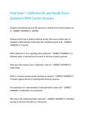 Final Exam - California Life and Health Exam Questions With Correct Answers
