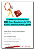 Professional Nursing Exam 3 &lpar;2026&rpar; &ndash; 300&plus; Q&A &vert; Holistic Care&comma; Sleep&comma; Nutrition & Stress