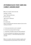 ATI PHARMACOLOGY STUDY GUIDE 2026 CORRECT ANSWERS DIGEST
