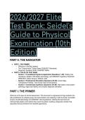 2026&sol;2027 Elite Test Bank for Seidel's Guide to Physical Examination &lpar;10th Edition&rpar; &vert; Q&A & Clinical Rationales 
