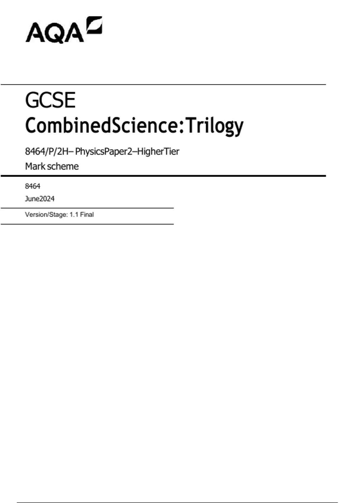 Combined Science Questions AQA GCSE Combined Science Questions with Correct Answers 2026 | Physics ...