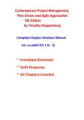 Contemporary Project Management 5th Edition Test Bank by Kloppenborg &vert; Complete Questions & Verified Answers