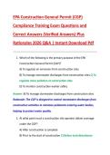 EPA Construction General Permit &lpar;CGP&rpar;  Compliance Training Exam Questions and  Correct Answers &lpar;Verified Answers&rpar; Plus  Rationales 2026 Q&A &vert; Instant Download Pdf