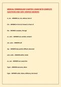 MEDICAL TERMINOLOGY CHAPTER 1 EXAM WITH COMPLETE QUESTIONS AND 100&percnt; VERIFIED ANSWERS
