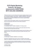 D378 Digital Marketing  Science&colon; All lesson  assessments QUESTIONS  WITH SOLVED ANSWERS
