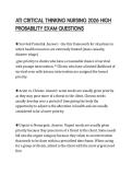 ATI CRITICAL THINKING NURSING 2026 HIGH PROBABILITY EXAM QUESTIONS