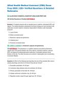 Allied Health Medical Assistant &lpar;CMA&rpar; Exam Prep 2026 &vert; 220&plus; Verified Questions & Detailed Rationales