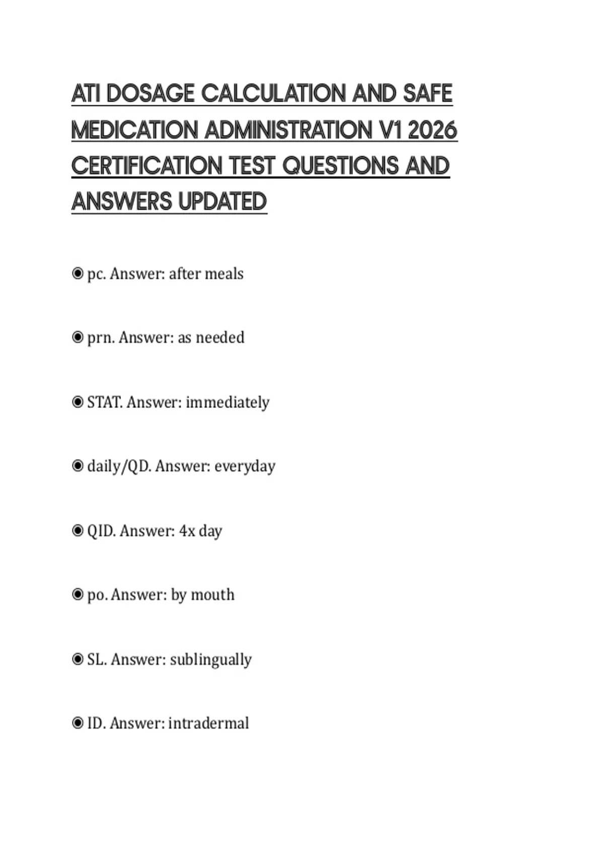 ATI DOSAGE CALCULATION AND SAFE MEDICATION ADMINISTRATION V1 2026 ...