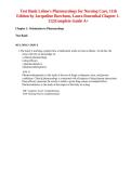 Test Bank Lehne Pharmacology for Nursing Care 11th Edition 2026 ISBN 9780323827973 Burchum Rosenthal Chapters 1-112 Complete Guide A&plus;