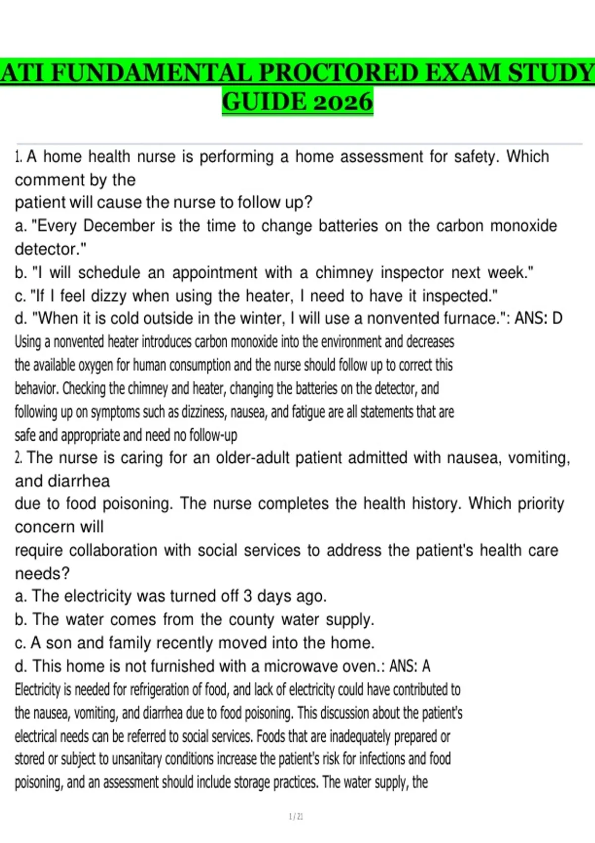 ATI Fundamentals of Nursing Proctored Exam Study Guide 2026 ...