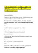 TAM Card 2025&sol;2026 &ndash; Full Exam Q&A with 100&percnt; Correct Answers for Alcohol Awareness Certification &lpar;Nevada&rpar;