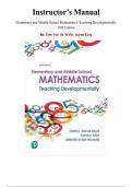 Instructor's Manual for Elementary and Middle School Mathematics&colon; Teaching Developmentally 10th Edition by John Van de Walle&comma; Karen Karp&comma; Chapter 1-22 &vert; All Chapters