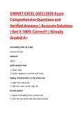 SIMNET EXCEL 2025&sol;2026 Exam Comprehensive Questions and Verified Answers &vert; Accurate Solutions &vert; Get it 100&percnt; Correct&excl;&excl; &vert; Already Graded A&plus;