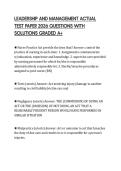 LEADERSHIP AND MANAGEMENT ACTUAL TEST PAPER 2026 QUESTIONS WITH SOLUTIONS GRADED A&plus;