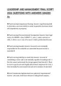 LEADERSHIP AND MANAGEMENT FINAL SCRIPT 2026 QUESTIONS WITH ANSWERS GRADED A&plus;